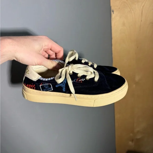 Soludos X Lockhart Sneaker Blue Velvet Embroidered Size 6.5 - Picture 2 of 7